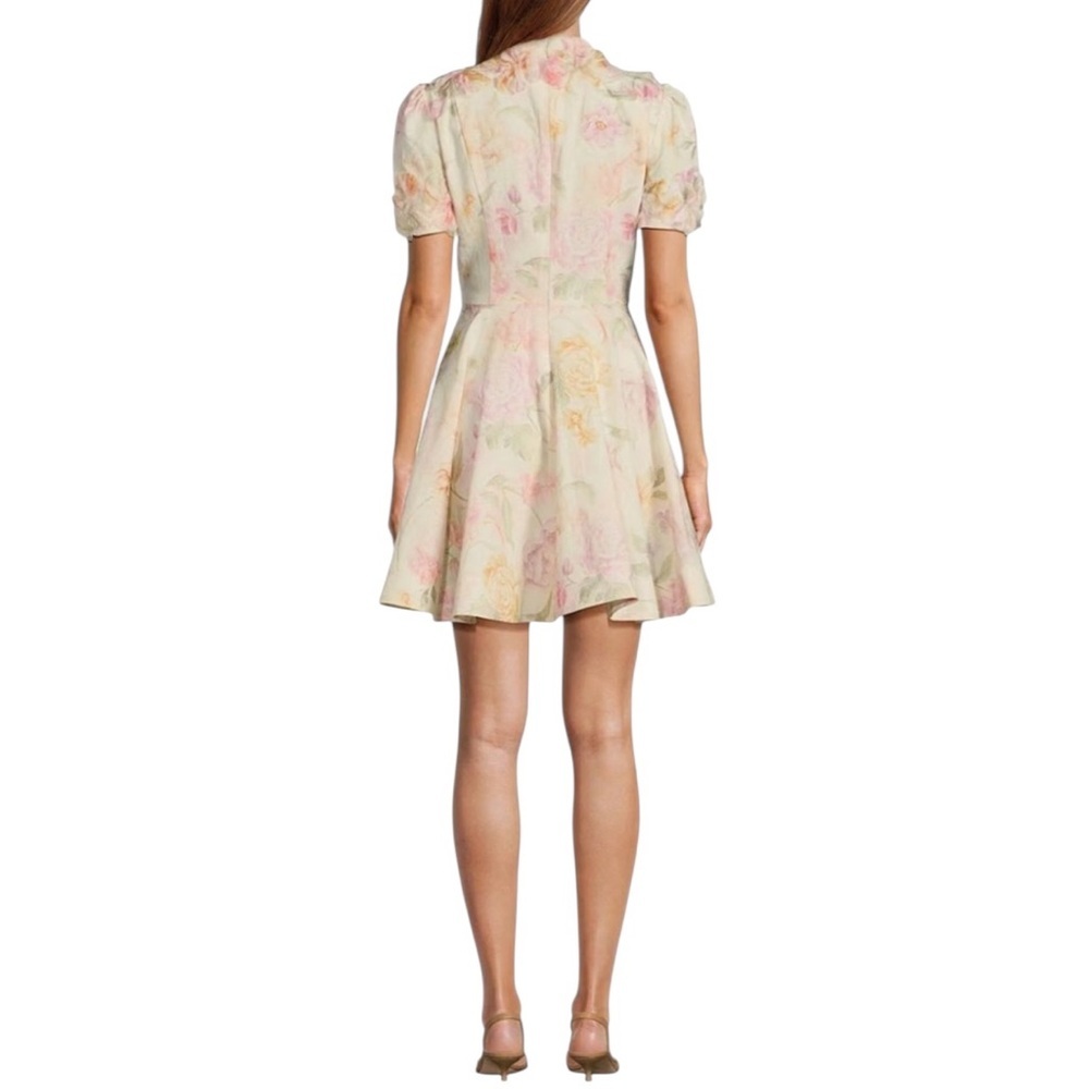 Antonio Melani Iris Linen 3D Floral Print Mockneck Short Sleeve Dress Ivory NWT - Picture 2 of 16